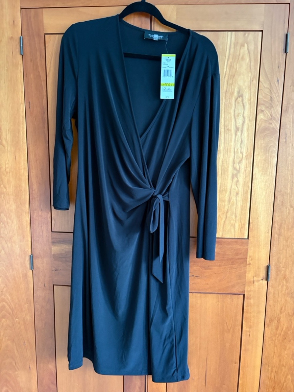Black Label Black Long-Sleeve Wrap Dress with Side Tie